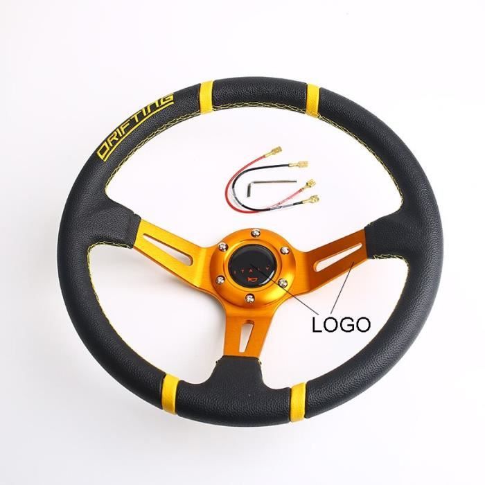 couleur dérive-or Volant de Sport Universel En Cuir de 14 Pouces, Cours de style Avec logo