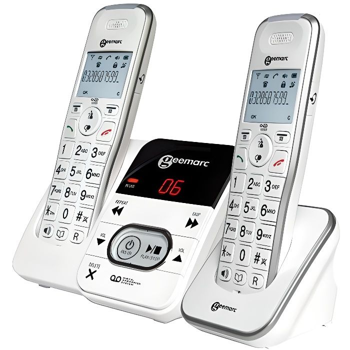 Téléphone sans fil amplifié avec répondeur numérique, pack Duo