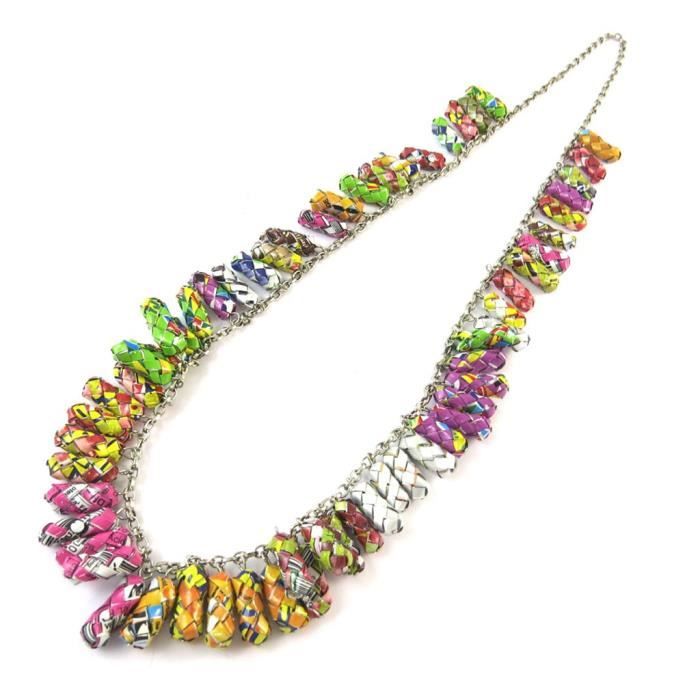 Collier sautoir artisanal cuir New Life (fait main)- Les Trésors De Lily [N9572]