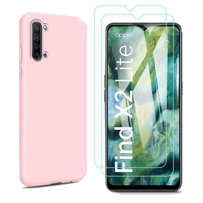 Coque Silicone TPU Couleur Rose + 2 Verres Trempes Pour Oppo Find X2 Lite Little Boutik Couleur :