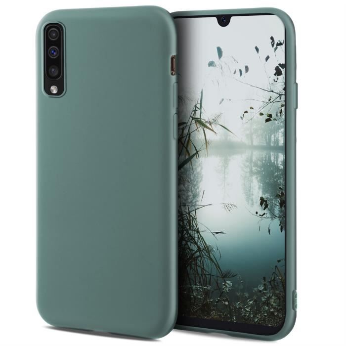 Moozy Minimalist Series Coque en Silicone pour Samsung A50, Bleu Fumé - Finition Mate, Fin et Mince de TPU Souple Case Cover