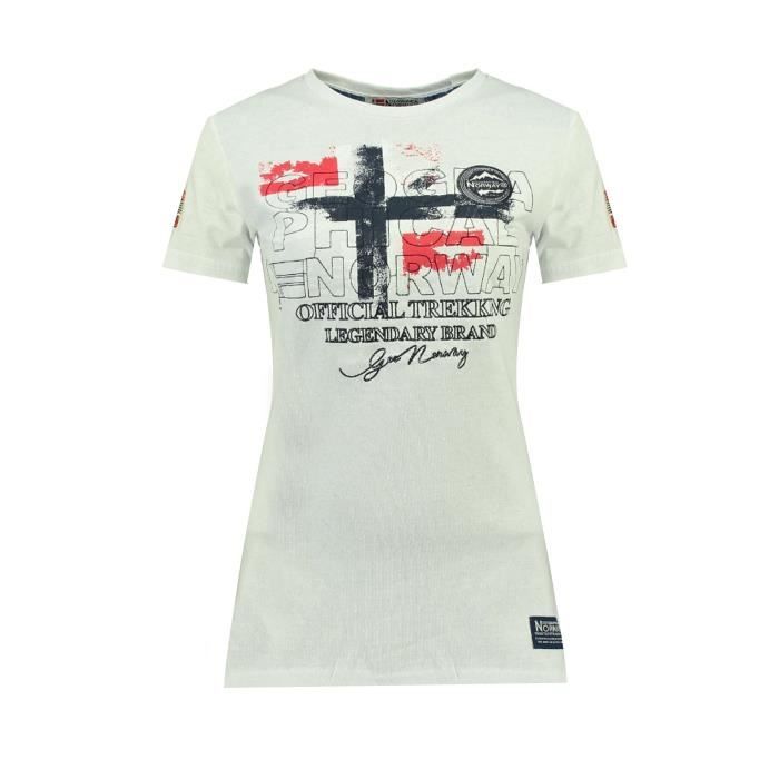 Tshirt Femme Geographical Norway Jarry Blanc