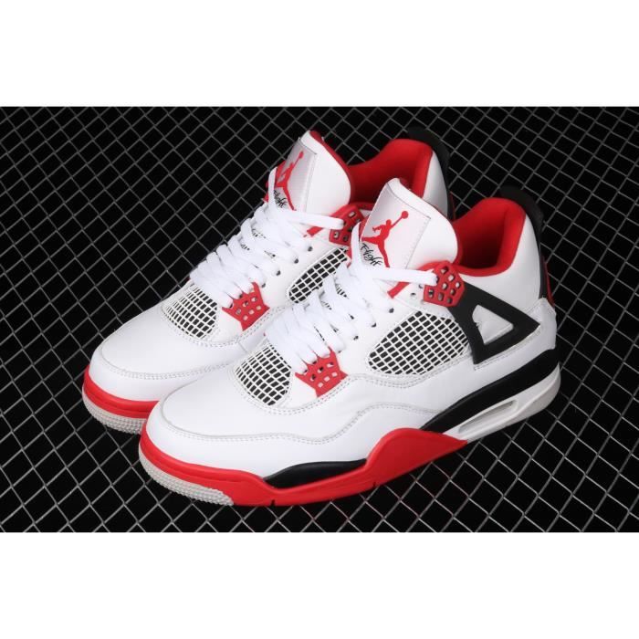 Air Jordan 4 Fire Red AJ4 Joe 4 Blanc Rouge Flamme Rouge Retro Baskets Chaussures de basket de mode