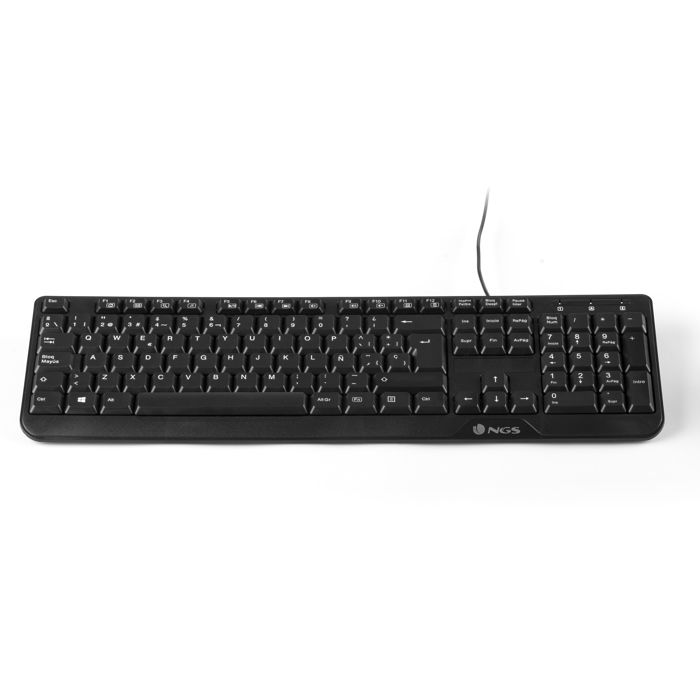 NGS Clavier et Souris Cocoa Kit - USB Câble optique - 1000 dpi - 5 Boutons - Roulettes avec frein - AZERTY- Noir