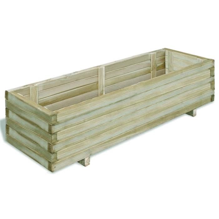 Jardinière rectangulaire en bois 120 x 40 x 30 cm