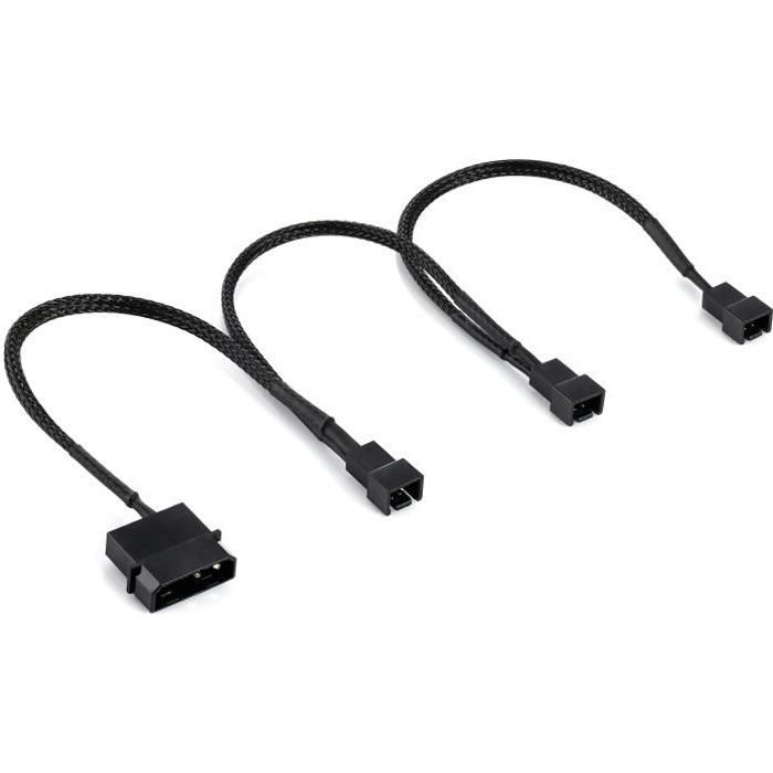 Poppstar - Fan Splitter 5V (20-20-20cm connecteur Molex (m) à 3x connecteur 2 broches (m), Câble répartiteur de ventilateur du PC