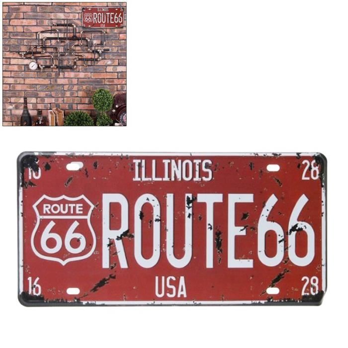 CSurenhap Wall Deco Ornement Murale Route 66 USA R66 Affiche d'art Vintage Signe en métal pour Garage Home Cafe Bar
