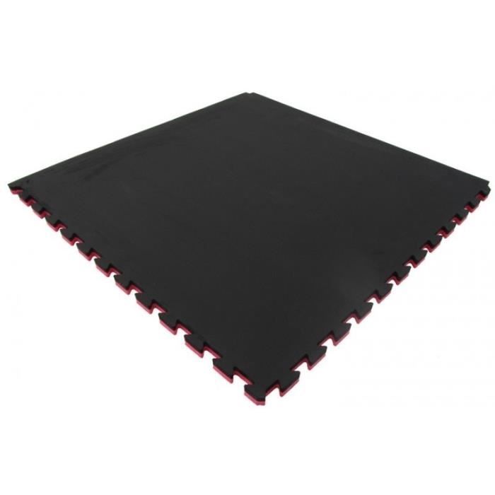 TUNTURI Tapis à pièces de puzzle - Epaisseur 2 cm - S’utilise des deux côtés - Rouge/Noir