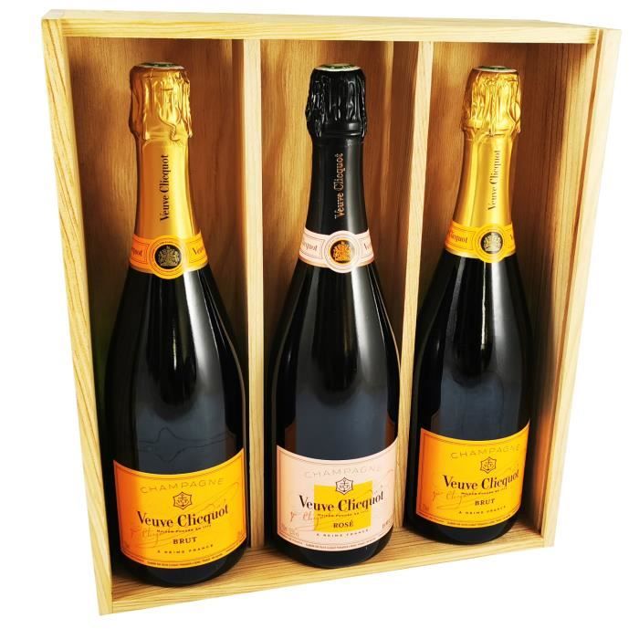 Veuve Clicquot Champagne Mix - Rosé - 2 * Carte Jaune - Dans coffret bois