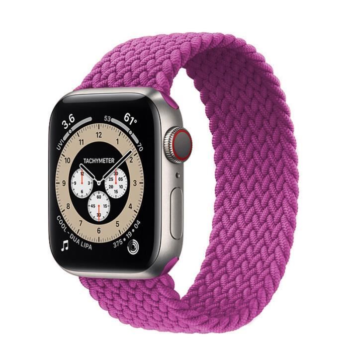 CONNECTEUR DE BRACELET ,10purple red-38mm 40mm 41mm-SS--Bracelet en Nylon élastique tressé pour Apple Watch, 44mm 40mm 38mm 42mm 3 4