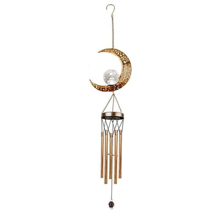 Carillon Solaire LED Étanche IP65 - Décoration Extérieur Avec Soleil/Lune/Étoiles, 75cm, Éclairage Automatique - 7