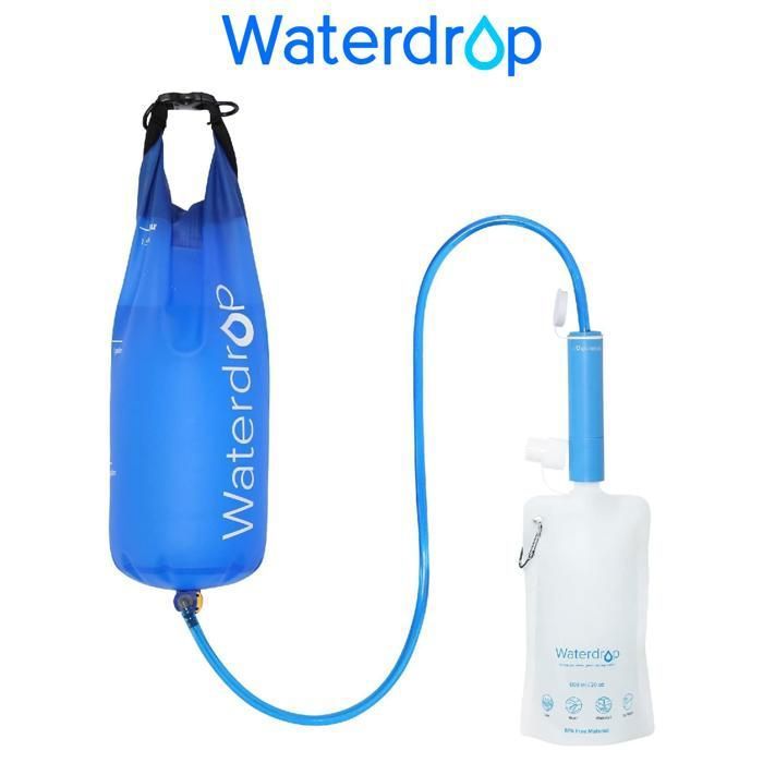 Waterdrop Paille de Filtre à Eau avec Sac à Eau par Gravité Système de Filtration de Camping Portable