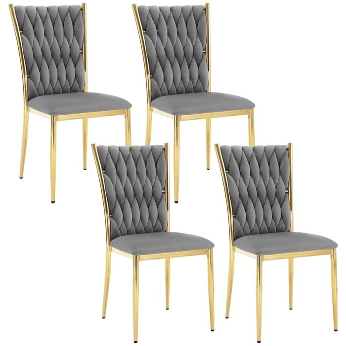 Chaise Salle à Manger WOLTU Lot de 4 Chaise Cuisine en Velours Dossier Haut Tissé Design Pieds Métalliques Gris Foncé Chaise Salle à Manger WOLTU Lot de 4 Chaise Cuisine en Velours Dossier Haut Tissé Design Pieds Métalliques Gris Foncé