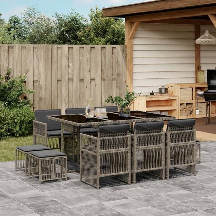vidaXL Ensemble à manger de jardin 11 pcs Rotin