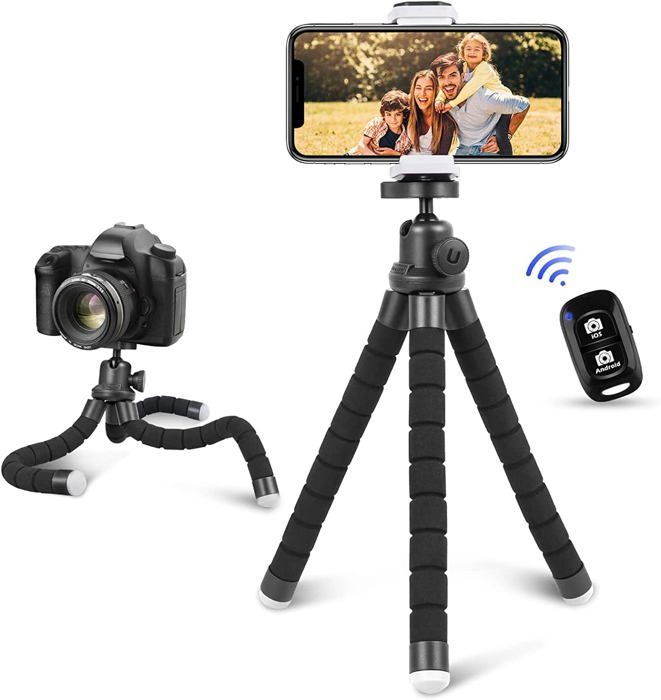 Mini trépied pour smartphone et appareil photo antidérapant léger avec télécommande Bluetooth pour voyage camping selfie