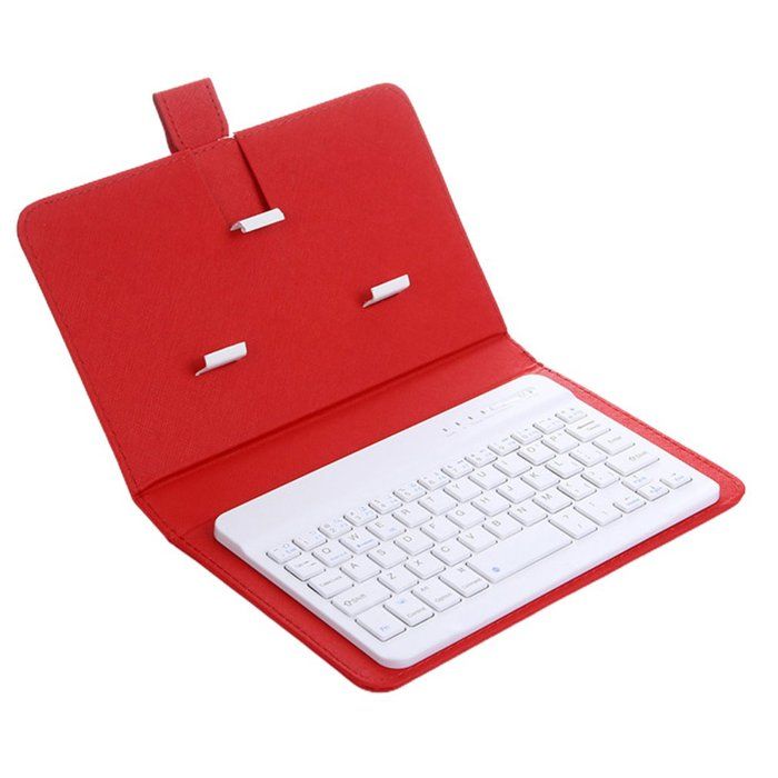 Clavier Bluetooth sans fil pourtablette Mini clavier téléphone portable clavier de jeu étui en polyuréthane Support(red)