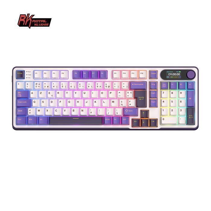 RK ROYAL KLUDGE S98 Clavier mécanique avec écran intelligent et boutons96% sans filBT/24 GHz/USB-Cdisposition AZERTY française