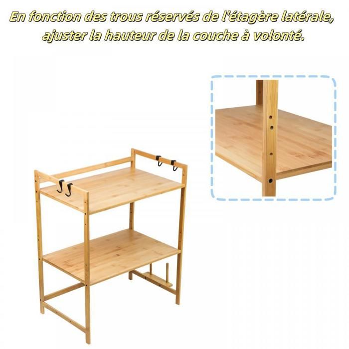 HUOLE Etagère double pour four à micro-ondes planche à découper support de rangement pour four à épices 52*37*65cm.