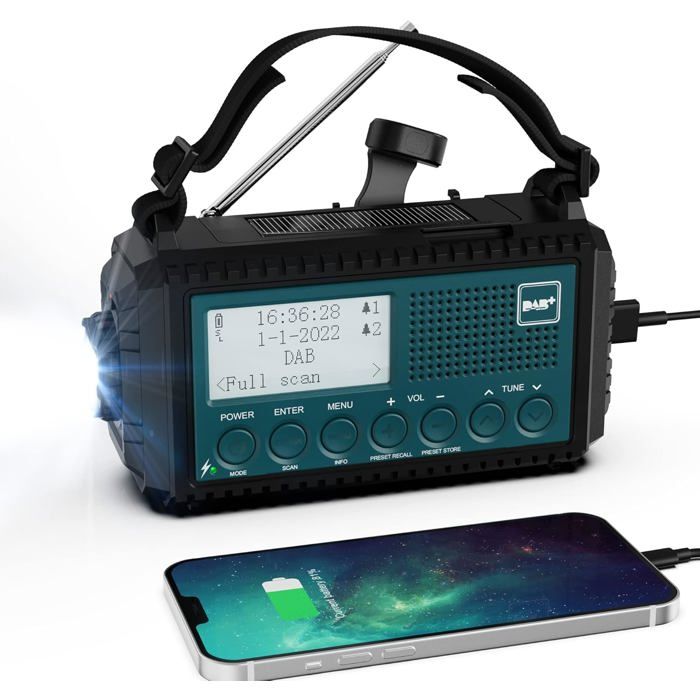 Radio Portable - 1001 PILES BATTERIES - DAB/DAB+/FM - Lampe Torche LED - 5000mAh - Alerte SOS