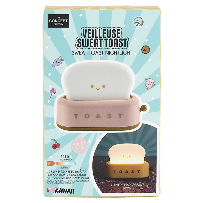 Lampe veilleuse - THE CONCEPT FACTORY - Toast Kawaii - Rose - LED - Pour enfant Lampe veilleuse - THE CONCEPT FACTORY - Toast Kawaii - Rose - LED - Pour enfant