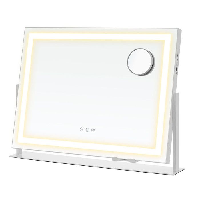 Miroir de Maquillage - SONGMICS - LED - Contrôle Tactile - Blanc Mat