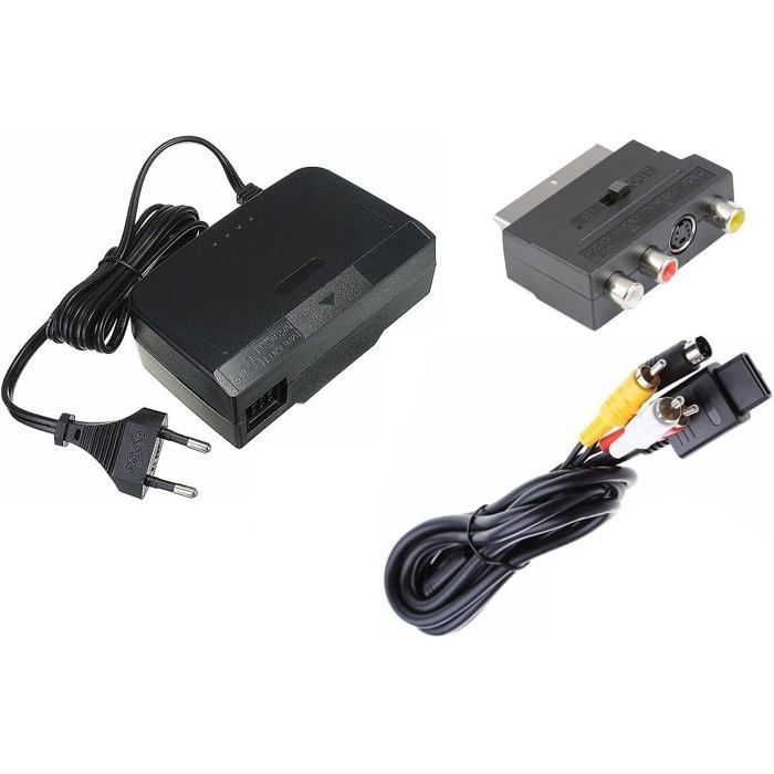 Link e : Chargeur Secteur Câble Audio Video Video et Adaptateur Peritel Compatible avec la Console Nintendo 64 N64