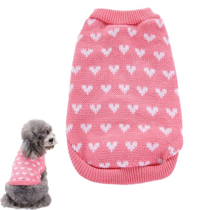 Meilleurs prix pour Pull tricoté pour chien motif cœur vêtement chaud et doux pour les fêtes de fin dannée idéal pour petits chats et chiens
