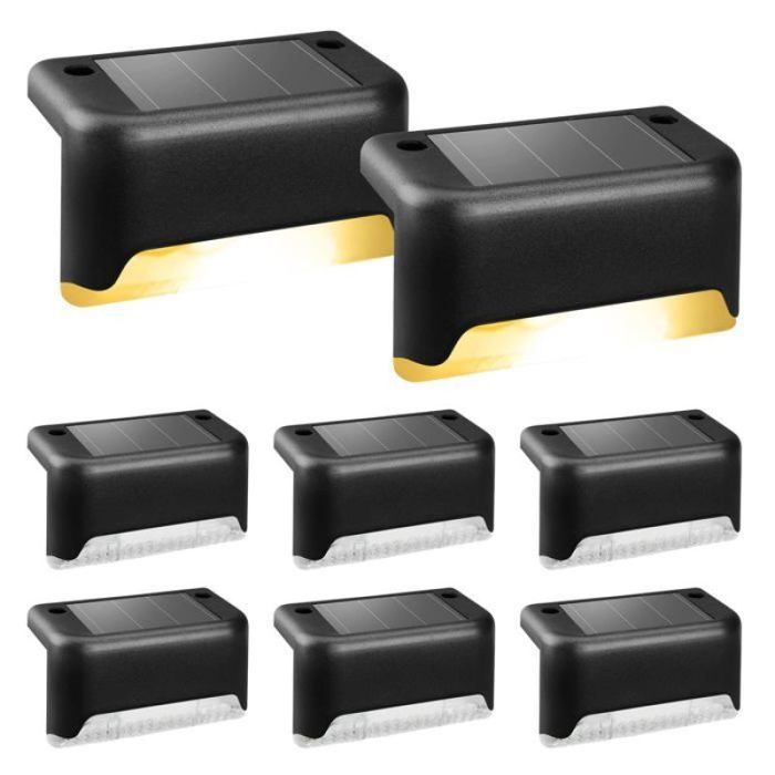 Lot de 8 lampes solaires de terrasse lampes solaires dextérieur étanches pour escaliers extérieursmarchesetc(noir blanc YYV