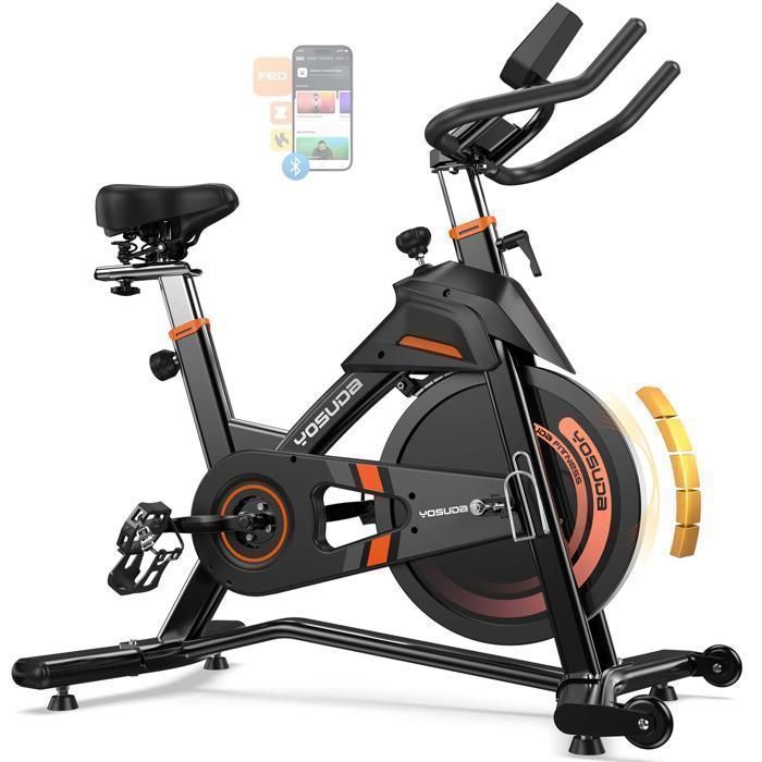 FED FITNESS Vélo Appartement silencieux résistance magnétique réglable volant 10kg écran LCD 6 fenêtres APP charge max 150kg