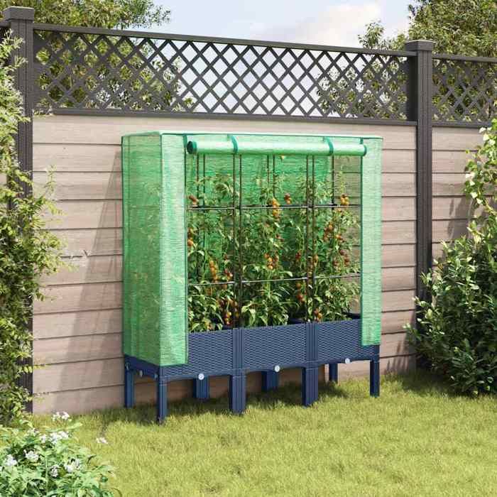 Jardinière de balcon Gris - Sarazyj® Jardinière surélevée avec housse aspect rotin 120x40x140 cm - J329489 Jardinière de balcon Gris - Sarazyj® Jardinière surélevée avec housse aspect rotin 120x40x140 cm - J329489