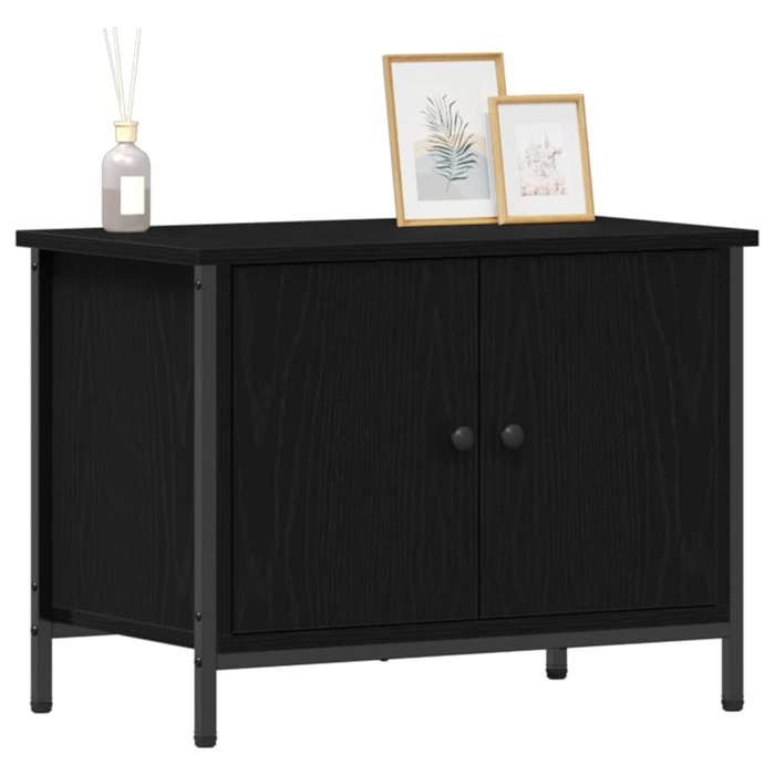 CHIC Noir Meuble TV Moderne - ZENCORE - MEUBLE DE SEJOUR - Cabinet TV - Chêne noir 60x35x45cm - Bois dingénierie 9491