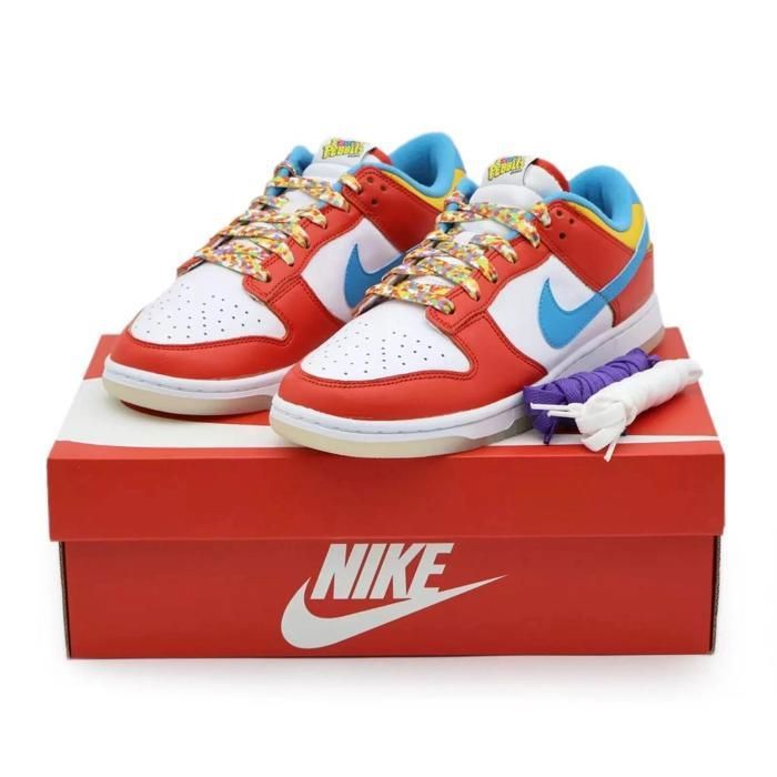 CHAUSSURES DE BASKET-BALL DH8009-600 Nike Dunk Low LeBron James Fruity Pebbles Habanero Red (Mens)