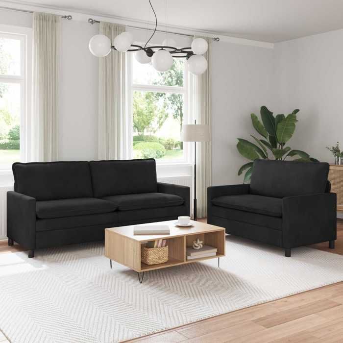vidaXL Ensemble de Canapés 2 pc Noir Velours 3417132