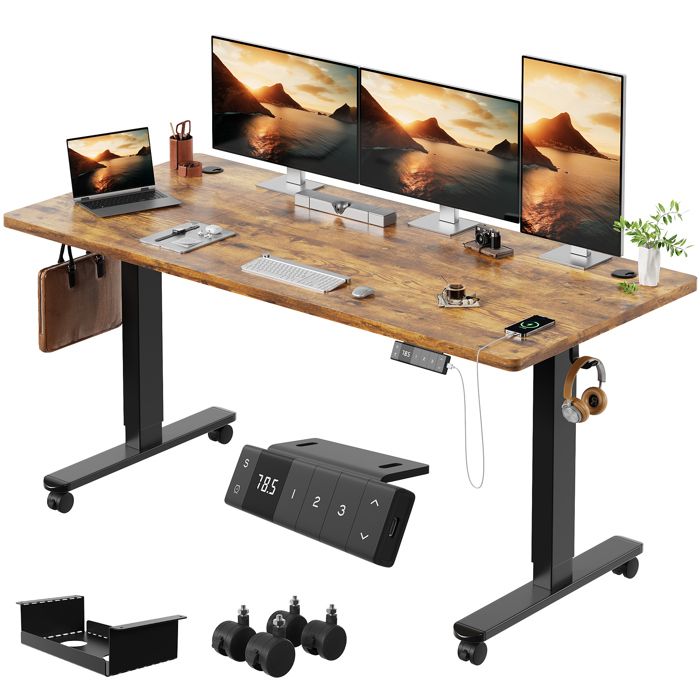 Homall Bureau Assis Debout Électrique 160x80 cm Bureau Réglable en