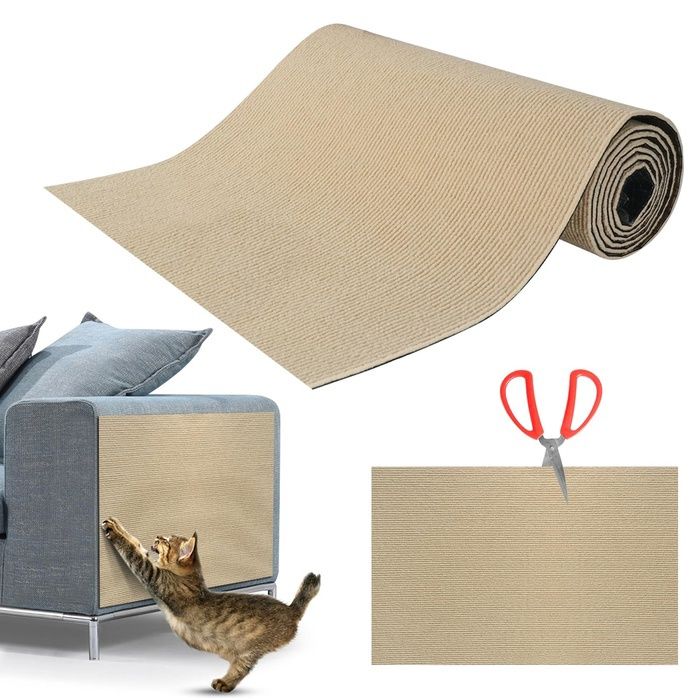 Griffoir Chat Canapé Protection Anti Griffe Tapis Protecteur de Rayure DIY Protège Canapé 200X40cm Kaki Kaki Kaki GRIFFOIR