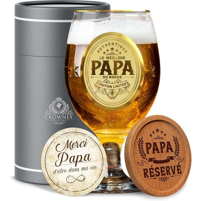 Verre à Bière Personnalisé Cadeau Papa Annonce Grossesse Meilleur Papa