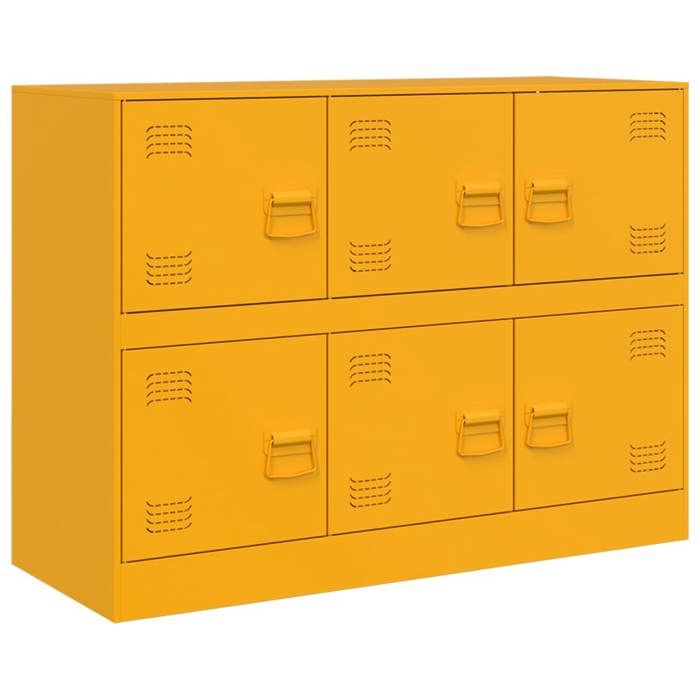 Buffet(1 pc) Commode Vaisselier Meuble Rangement jaune moutarde 99x39x73 cm acier B8333
