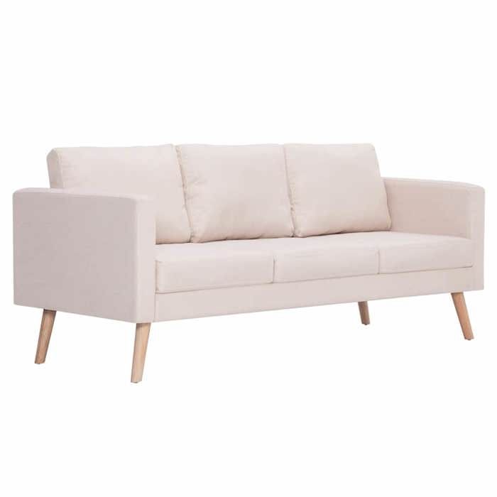 Luxe&Mode Canapé à 3 places Tissu Crème 2 ans garantie LV3641