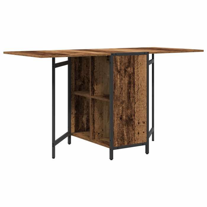 Table à dîner bois ancien - vidaXL - bois dingénierie - 144 x 60 x 75 cm - 2 étagères 2016821