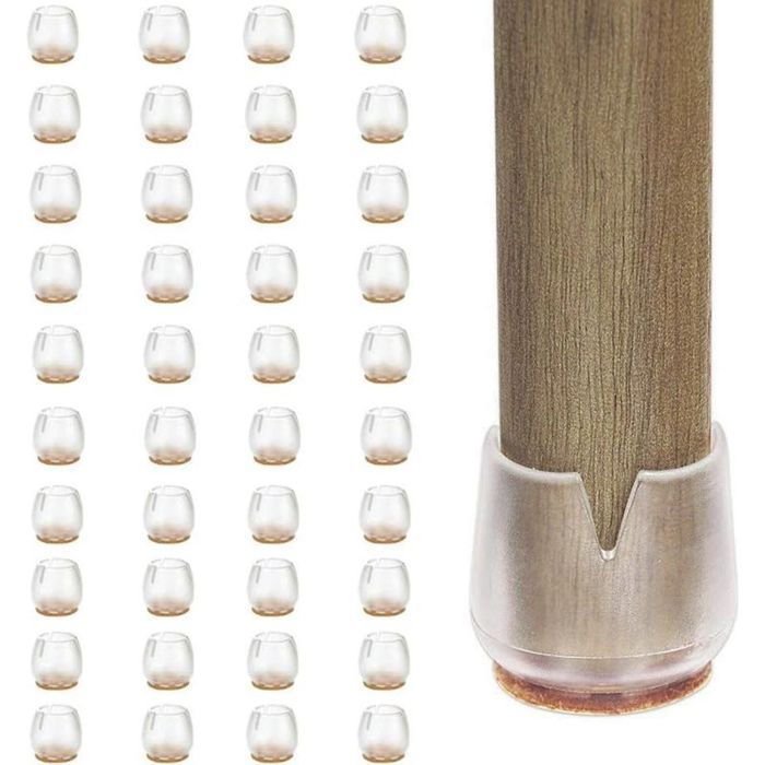 40pcs Feutre pied mobilier - Protection anti rayures Embout en silicone transparent - Chaise parquet meuble - Rond XS 12 16mm