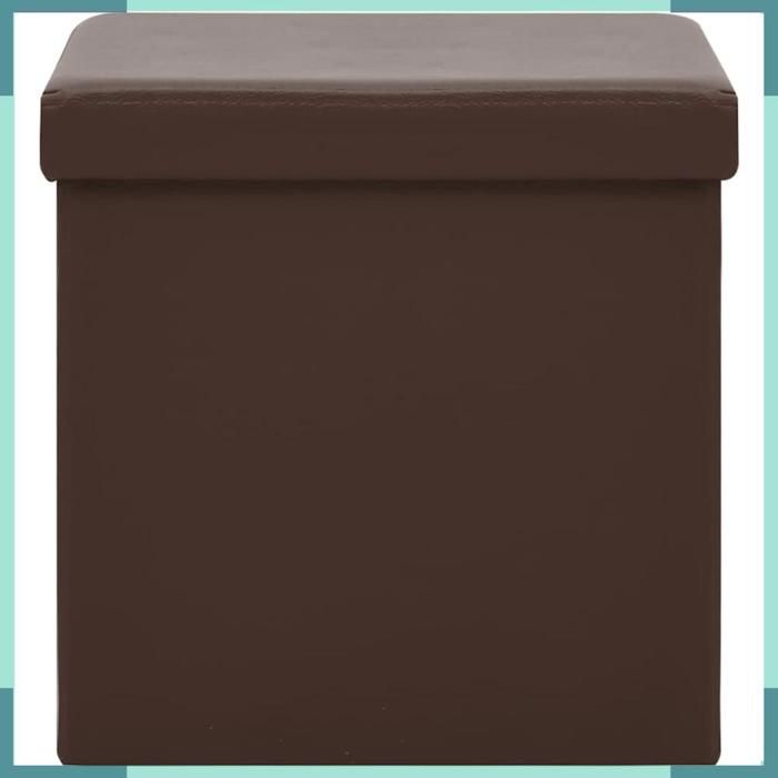 Tabouret de rangement pliable - 338781 - Marron - PVC - Siège rembourré