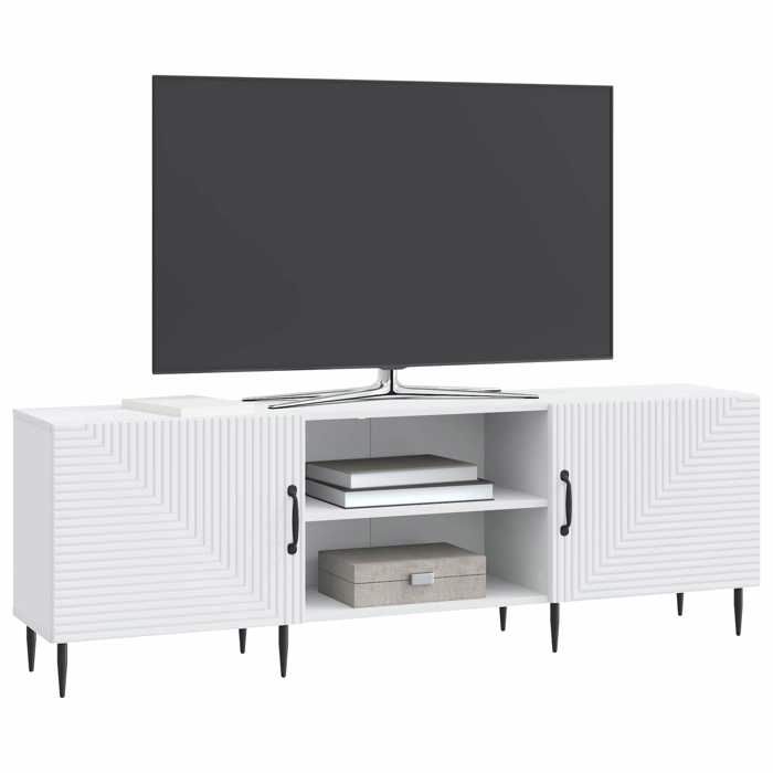 ARMOIRE TV - Meuble TV 150 x 31 x 50 cm Blanc - Bois dingénierie - Assemblage requis（6599）