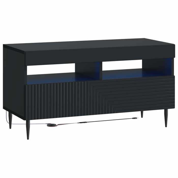 Nouveau Meuble TV LED Noir Bois dingénierie poids:15.68 kg_12038