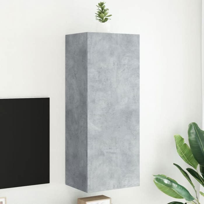 Meuble TV Suspendu(1 pc） moderne Étagère TV Flottante Support de Télévision gris béton 40 5x30x102 cm bois dingénierie T2811