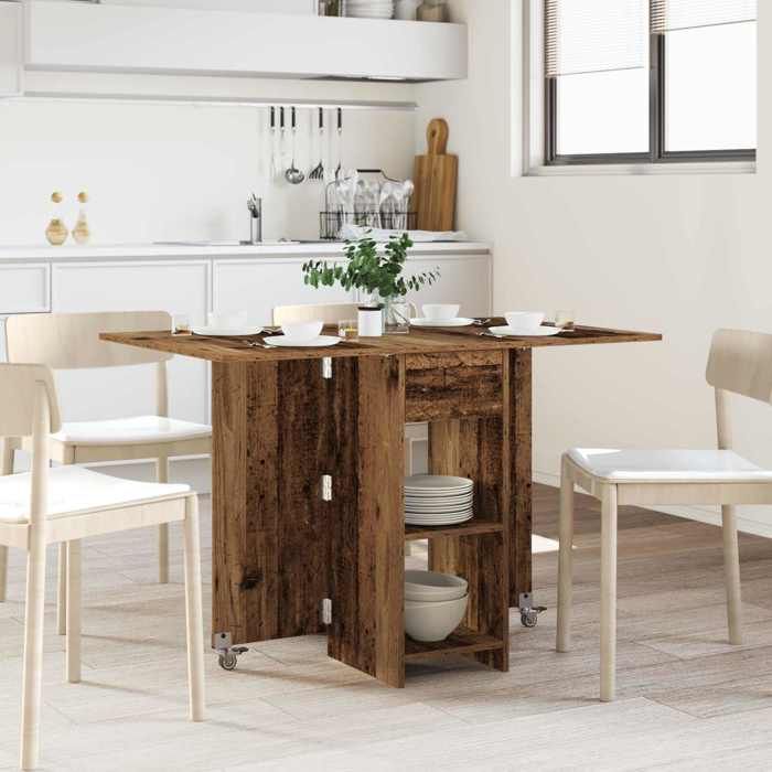 ELORAN®Table à dîner - 115x70x75 cm - Bois dingénierie - Bois ancien - Table de restaurant Moderne_00699006