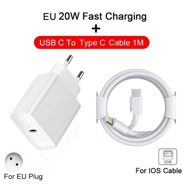 Chargeur pour iPhone 15, chargeur USB C 20 W avec câble de charge rapide  USB C vers C de 2 m pour iPhone 15 Pro/15 Pro Max/15 Plus, iPad Pro 12/11
