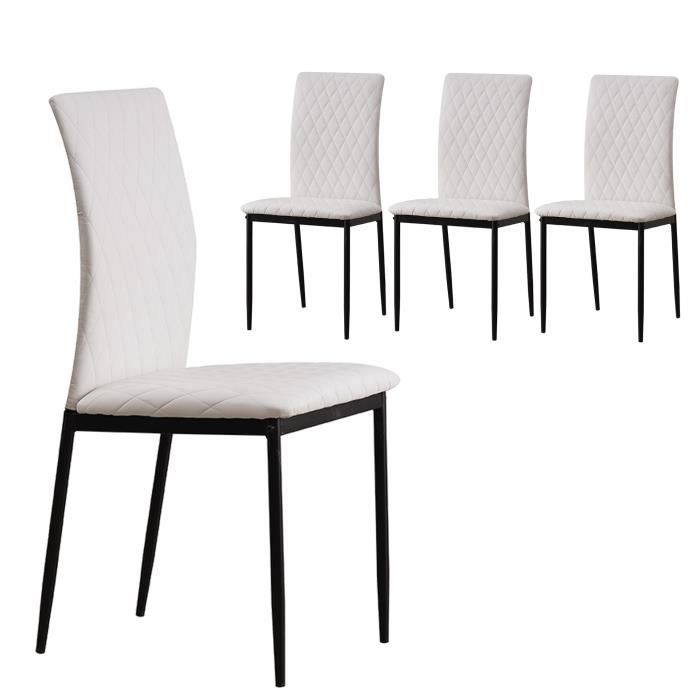 ensemble de 4 chaises de salle à manger albatros imola - design italien noble - revêtement en similicuir - blanc