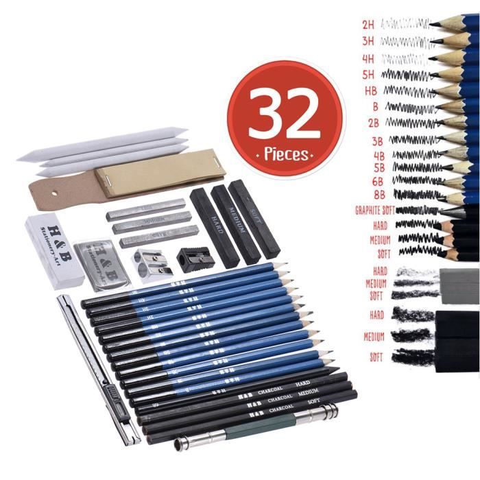 32pcs Set Kit Professionel Dessin Croquis Crayon Autres Accessoires Avec Sac De Transport Pour Etudiants Achat Vente Kit De Dessin 32pcs Set Kit Professionel Cdiscount