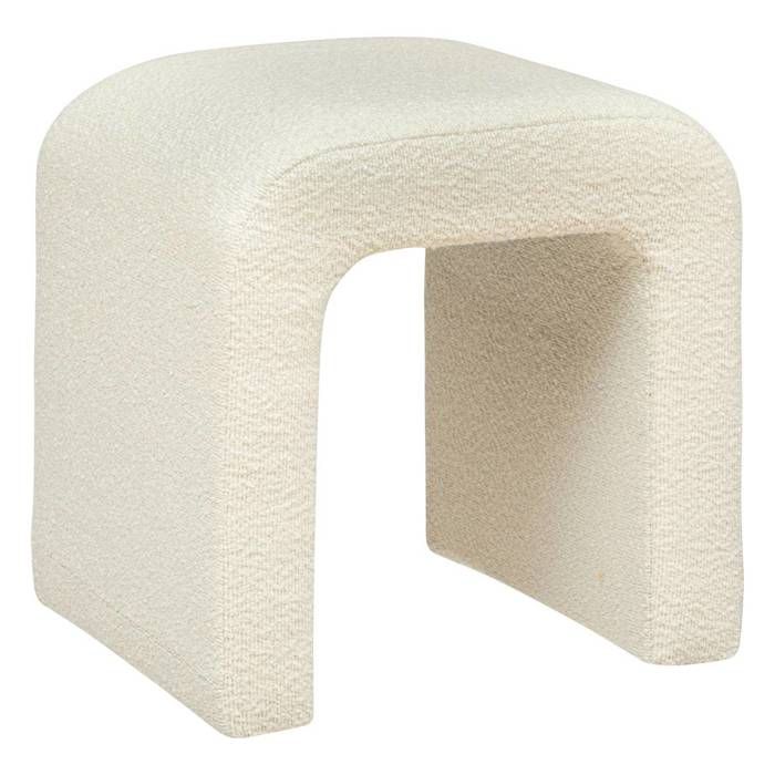 Pouf Sevi en bouclette 41x35cm blanc - Atmosphera Créateur dintérieur