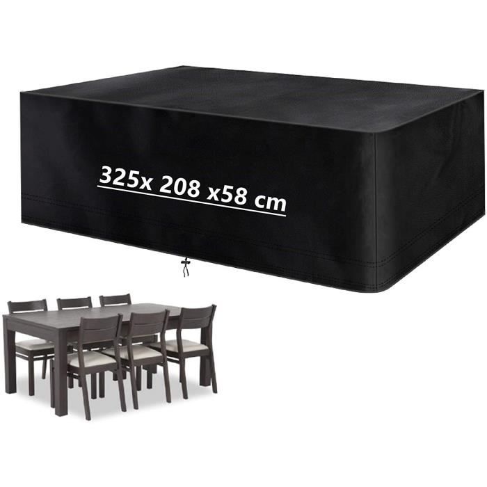 Housse De Protection Pour Mobilier De Jardin Rectangulaire - Tissu Oxford 600D, étanche, Anti-UV, 190x170x110 Cm - 6